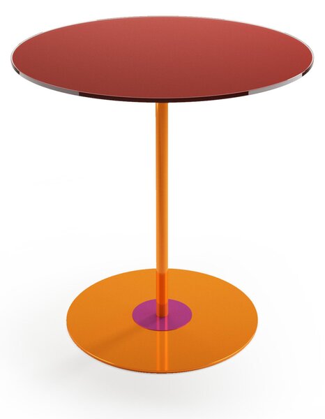Tavolinetto, tavolo caff� piccolo Struttura in metallo Piano In vetro Dimensioni 46xh44 cm colore Rosso