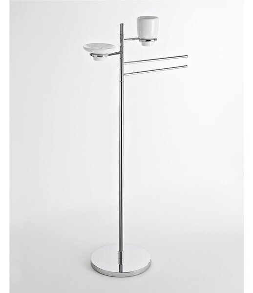 Piantana porta asciugamani Lavabo KIOS 44x25xh97 cm con Porta Sapone e Portabicchieri in ceramica Garanzia contro la corrosione