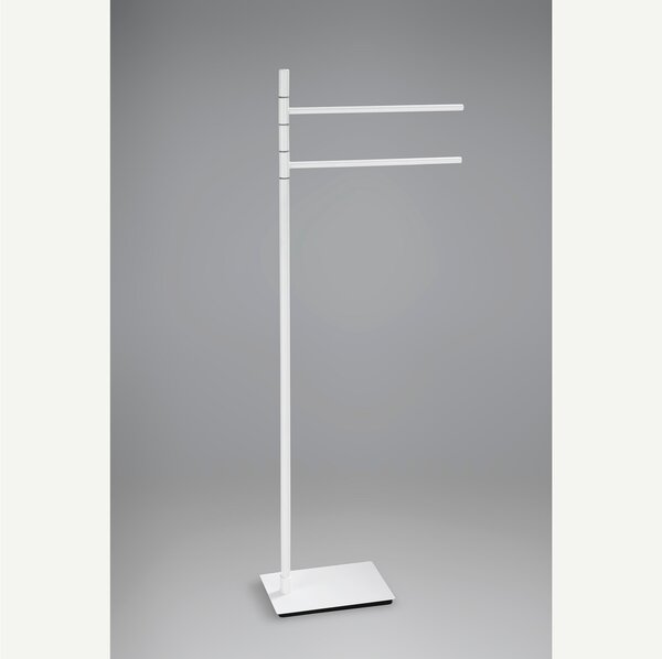 Piantana portasciugamani da bagno 2 bracci snodati Linea Basic Design Moderno dimensioni 33x15xh90 cm - bracci lunghezza 28 cm Bianco Opaco Garanzia i0 anni contro la ruggine