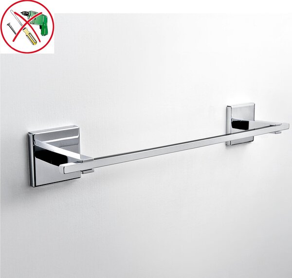 Porta asciugamani fissaggio adesivo Forte 3 M Plano 30x6,5xh5,5 cm in finitura cromo lucido bagno galvanico di oltre 22 micron inalterabile nel tempo