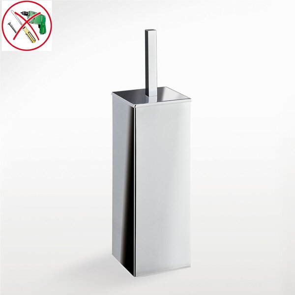 Porta scopino da muro attacco a baionetta fissaggio adesivo adesivo Forte 3 m Plano 8x8xh34 cm in finitura cromo lucido