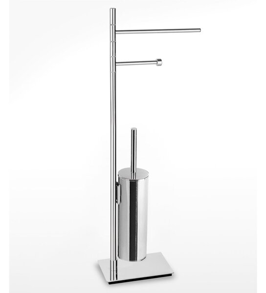 Piantana WC Bidet con Porta carta e porta scopino Linea BASIC Design Moderno dimensioni 39x12x74,5 cm - cromo lucido Garanzia i0 anni contro la ruggine