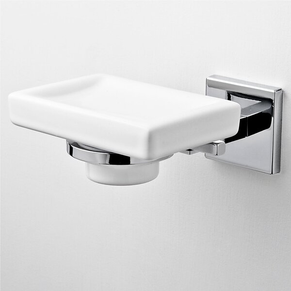 Porta sapone singolo Fissaggio Stop e Viti, in Ceramica Plano 12,5x12,5xh6,5 cm cromo lucido e ceramica bagno galvanico di oltre 22 micron inalterabile nel tempo