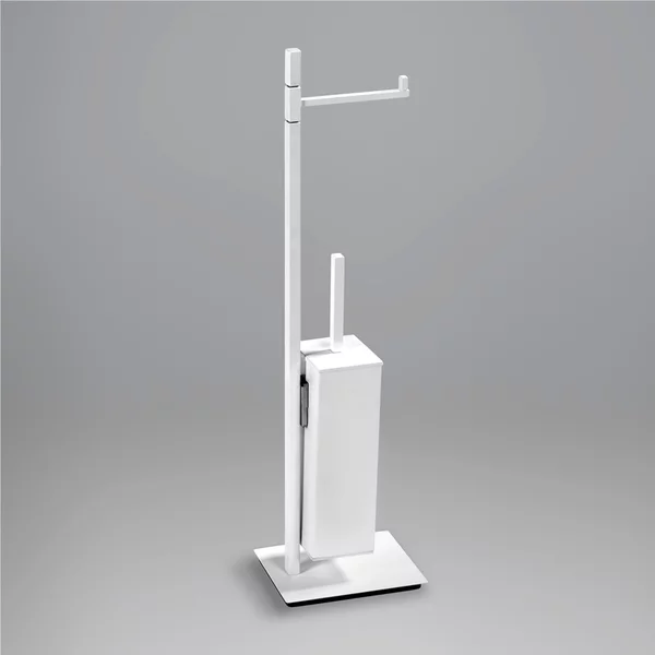 Piantana WC con Porta Rotolo pi� Porta scopino Linea Living Design Moderno dimensioni 33x15xh88 cm - bracci lunghezza 28 cm Bianco Garanzia i0 anni contro la ruggine