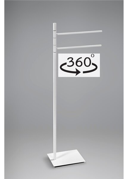 Piantana portasciugamani da bagno 2 bracci snodati Linea Living Moderno 33x15xh88 cm - bracci lunghezza 28 cm bianco Opaco Garanzia i0 anni contro la ruggine