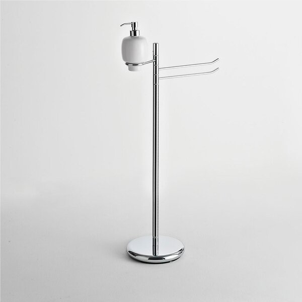 Piantana per Bidet Con Dispenser in Ceramica e Porta asciugamani ELBA 39x20xh81 cm cromo lucido Garanzia per anni contro la ruggine