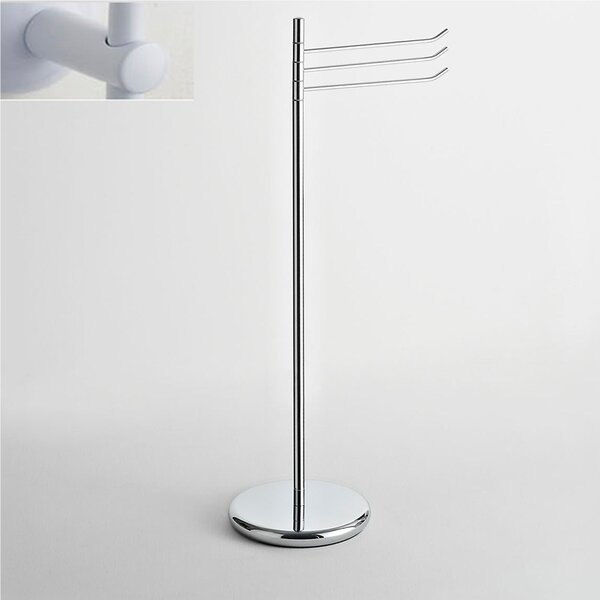 Piantana WC da Lavabo con porta asciugamani a tre bracci snodati ELBA 43x25xh90 cm - bracci lunghezza 28 cm bianco lucido Garanzia per anni contro la ruggine laccato bianco