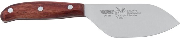 Coltello formaggi Duri consistenza forgiata in acciaio W.Nr.1.4116 cm 22 e manico in legno di mogano , colore manico in legno di mogano scuro