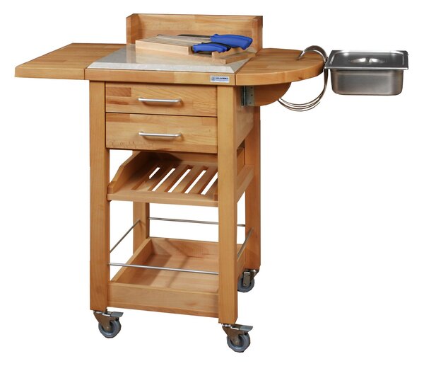 Carrello da cucina a servire 50x50xh93 cm in legno listellare di faggio