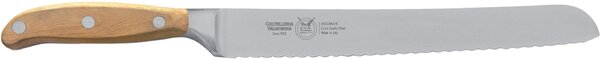 Coltello da pane lama forgiata seghettata in acciaio W.Nr.1.4116 cm 23 manico legno di Frassino , Manico in essenza legno di Frassino