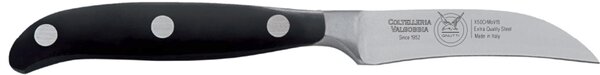 Coltello cucina verdura forgiato in acciaio W.Nr.1.4116 manico nero di mogano cm 8, Manico in Resina Acetalica e rivetti inox