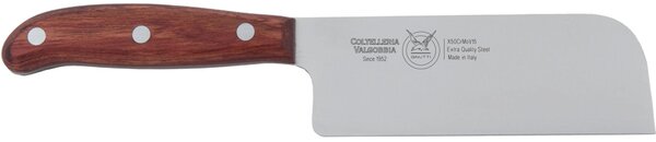 Coltello formaggi Media consistenza forgiata in acciaio W.Nr.1.4116 cm 22 e manico in legno di mogano , colore manico in legno di mogano scuro