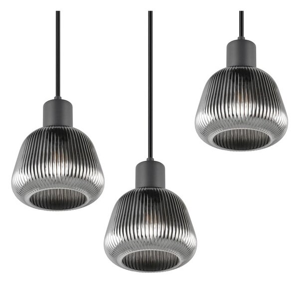 Lampadario nero con paralume in vetro ø 37 cm Tarifa - Trio