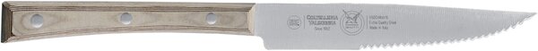 Coltello bistecca stretto con lama seghettata cm 13, colore nocciola, manico in paperstone perfetto per carni e bistecche di spessore