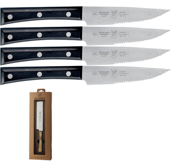 Coltelli da Bistecca lama Larga manicatura paperStone set di 4 pezzi in confezione regalo 18/10 120 mm colore Nero