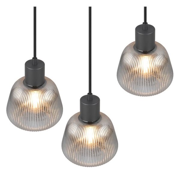 Lampadario nero con paralume in vetro ø 37 cm Tarifa - Trio