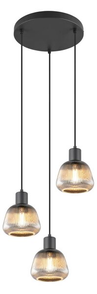 Lampadario nero con paralume in vetro ø 37 cm Tarifa - Trio