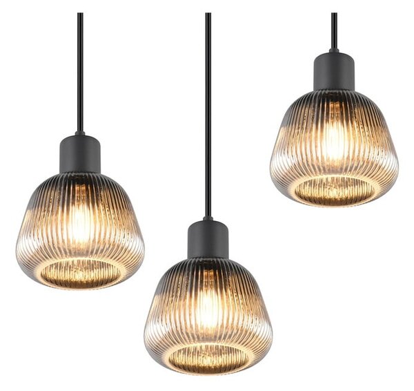 Lampadario nero con paralume in vetro ø 37 cm Tarifa - Trio
