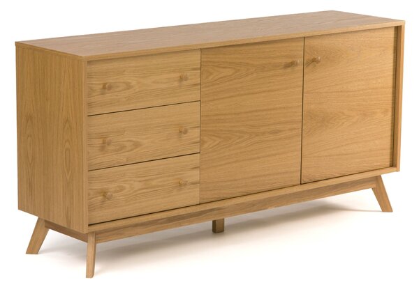 Credenza media kensai in legno ingegnerizzato e massiccio, dimensioni 145 x 40 x h75 cm, peso 46 Kg, finitura quercia