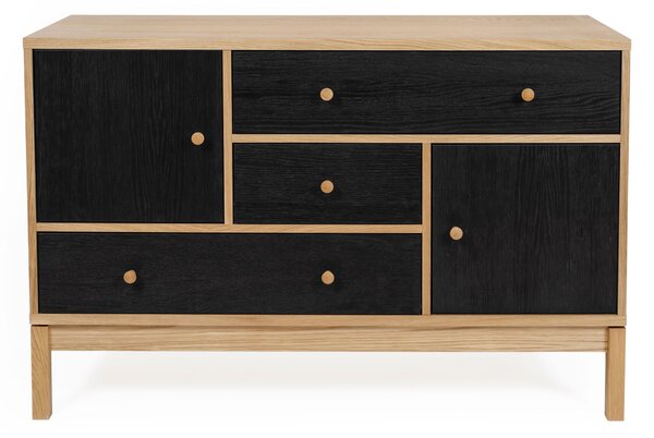 Credenza AbbeyWood Rovere carbone in legno ingegnerizzato e massiccio, dimensioni 120 x 45 x h79 cm, peso 48 Kg, finitura Rovere , Carbone