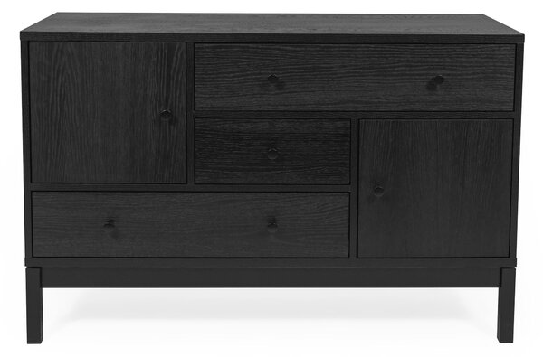 Credenza AbbeyWood Rovere nero antracite in legno ingegnerizzato e massiccio, dimensioni 120 x 45 x h79 cm, peso 48 Kg, finitura Quercia nera , carbone