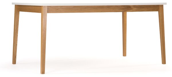 Tavolo da pranzo Blanco in legno ingegnerizzato e massiccio, dimensioni 165 x 90 x h76 cm, peso 37 Kg, finitura bianco, rovere