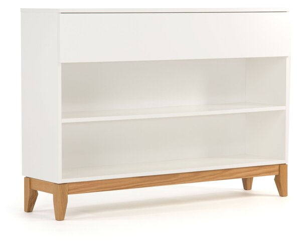 Libreria console Blanco in legno ingegnerizzato e massiccio, dimensioni 120 x 32 x h85 cm, peso 28 Kg, finitura bianco, rovere