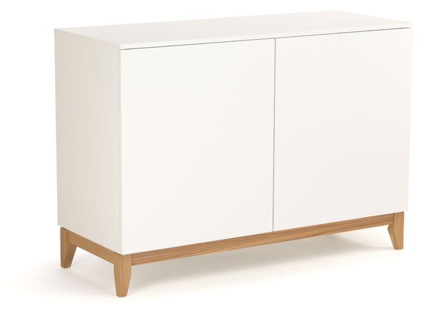 Credenza Blanco in legno ingegnerizzato e massiccio, dimensioni 120 x 48 x h85 cm, peso 40 Kg, finitura bianco, rovere