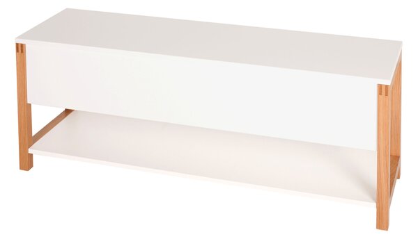 Panchina portascarpe ribaltabile northgate in legno ingegnerizzato e massiccio, dimensioni 120 x 35 x h48 cm, peso 22 Kg, finitura bianco, rovere