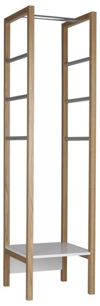 Mini appendiabiti Northgate in legno ingegnerizzato e massiccio, acciaio, dimensioni 45 x 45 x h175 cm, peso 12 Kg, finitura rovere, bianco
