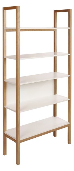 Libreria Farringdon in legno ingegnerizzato e massiccio, dimensioni 90 x 32 x h185 cm, peso 27 Kg, finitura bianco, rovere
