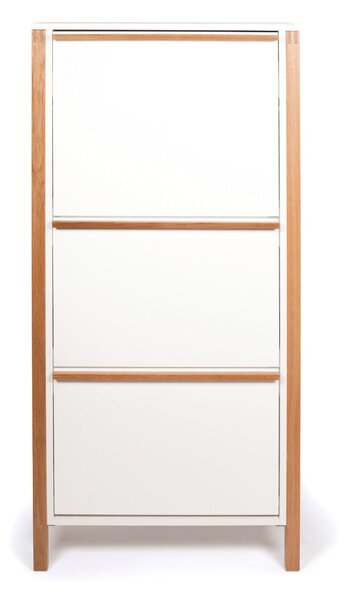 Scarpiera Northgate 3 ante in legno ingegnerizzato e solido, plastica, dimensioni 65 x 27 x h139 cm, peso 29 Kg, finitura bianco, rovere