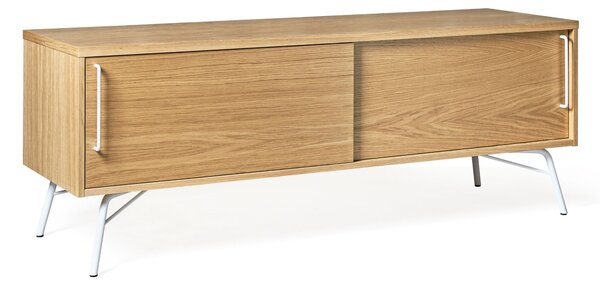 Mobile tv Ashburn Bianco in legno ingegnerizzato, metallo, dimensioni 145 x 44 x h53 cm, peso 40 Kg, finitura rovere, bianco