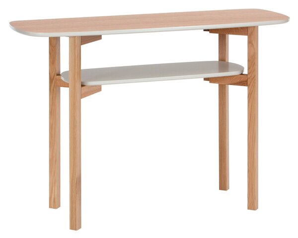 Tavolo console Cee in legno ingegnerizzato e massiccio, dimensioni 110 x 40 x h75 cm, peso 12 Kg, finitura legno, grigio chiaro