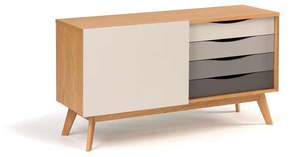 Credenza Avon standard in legno ingegnerizzato e massiccio, dimensioni 128 x 42 x h71 cm, peso 38 Kg, finitura Standard - grigi