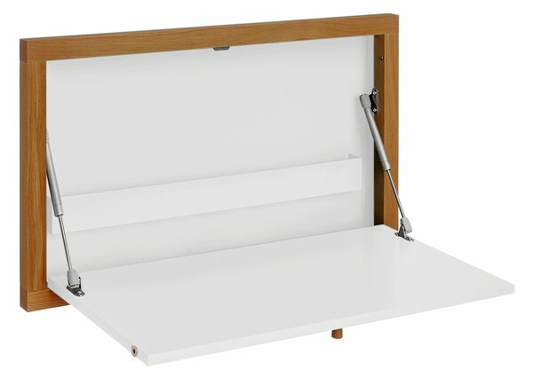 Scrivania Brenta Bianco in legno ingegnerizzato e massiccio, acciaio, dimensioni 74 x 8 x h44 cm, peso 9 Kg, finitura bianco, rovere