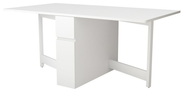 Tavolo Richiudubile in 35 cm a ribalta kungla in legno ingegnerizzato e massiccio, dimensioni 170 x 90 x h75 cm, peso 59 Kg, finitura bianca