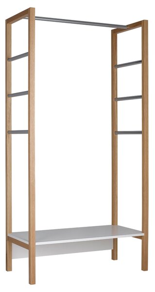 Appendiabiti lungo Northgate in legno ingegnerizzato e massiccio, acciaio, dimensioni 90 x 45 x h175 cm, peso 15 Kg, finitura rovere, bianco