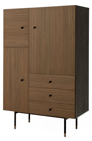 Credenza Jugend Noce in legno ingegnerizzato e massiccio, acciaio, dimensioni 90 x 42 x h142 cm, peso 70 Kg, finitura noce, nero