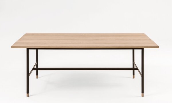 Tavolo da pranzo Jugend in rovere in legno ingegnerizzato, acciaio, dimensioni 200 x 95 x h75 cm, peso 36 Kg, finitura rovere, nero