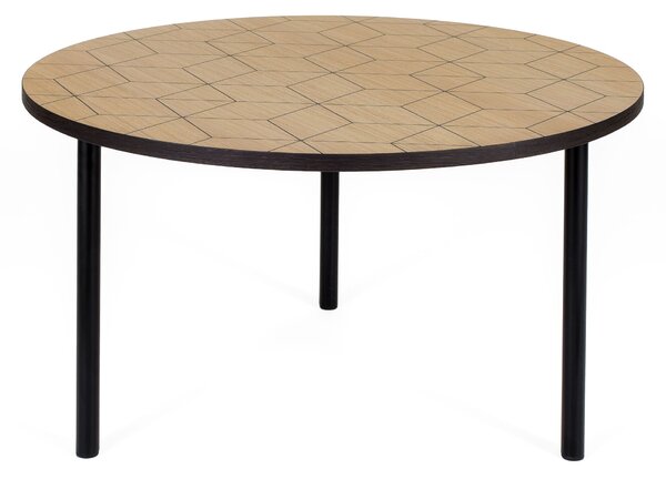 Tavolino Arty 70 Triangolo in legno ingegnerizzato, acciaio, dimensioni 70 x 70 x h40 cm, peso 5 Kg, finitura rovere, nero