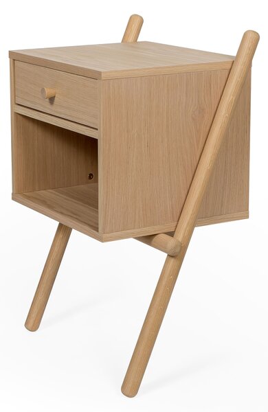Tavolino Wiru 1D quercia in legno ingegnerizzato e massiccio, dimensioni 51 x 35 x h70,7 cm, peso 9 Kg, finitura quercia