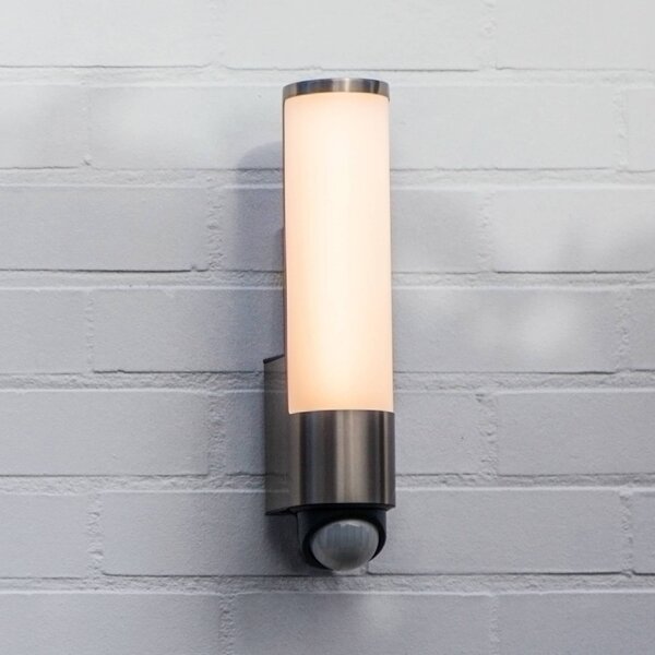 LUTEC Applique da esterni LED LEDA, acciaio inossidabile, altezza 35 cm, IP44 LEDA, Alluminio / Grigio / Zincato, Acciaio Inox, Moderno, Applique da esterni
