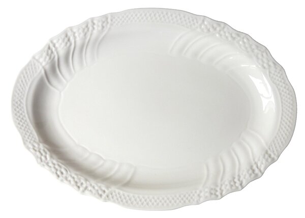Piatto ovale da portata CONCHIGLIA in porcellana bianca 36 CM lavabile in lavastoviglie