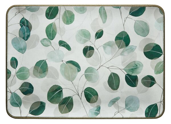 Vassoio rettangolare in Melamina Tasmania 45x32xh3,5 cm certificato per l'uso alimentare colore Bianco, Verde, Grigio