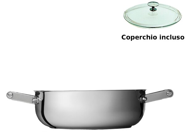 Tegame con coperchio in Acciaio pi� Titanio Vickers 32xh9,3cm - 7,4 Lt rivestimento antiaderente adatta all'induzione coperchio in vetro