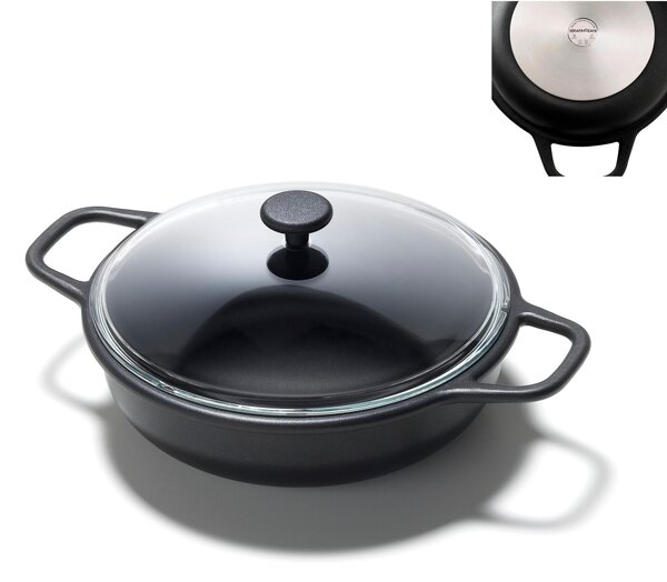 Tegame con Coperchio 2 manici BON APPETIT �24xh7,8 cm -2,7 LT in alluminio + antiaderente design Ettore Sottsass-Christopher Redfern made in Italy