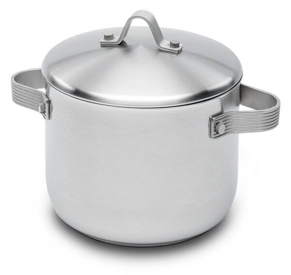 Pentola in Acciaio Triplo fondo STRIPES �20xh15 cm - 4,5 Lt, design Liliana Bonomi finitura inox satinato made in Italy