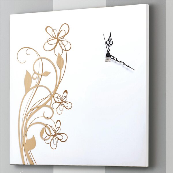 Orologio da parete il legno 55x55x5 cm con numeri intarsi ODILE in legno Tagliato al laser in legno bianco weng�