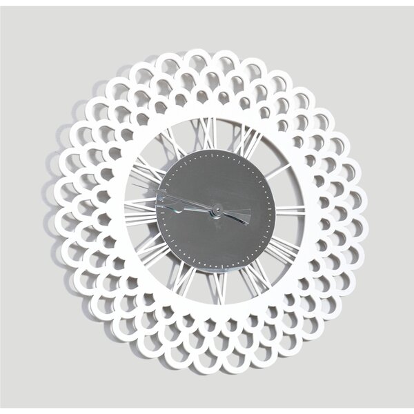 Orologio da parete rotondo il legno GARDENIA Diametro 75x5 cm Orologio in legno tagliato a laser Bianco decoro specchio